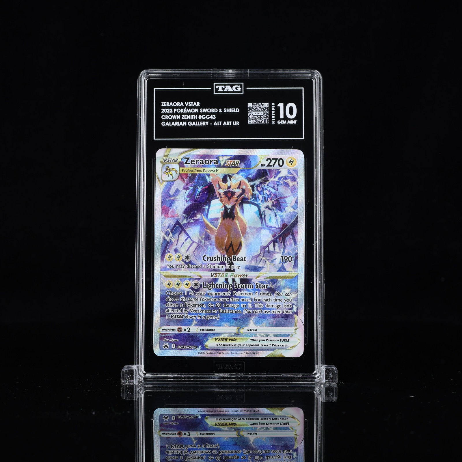 Pokémon TCG Zeraora VMAX Holo Ultra Rare Card Crown Zenith GG43/GG70 TAG 10