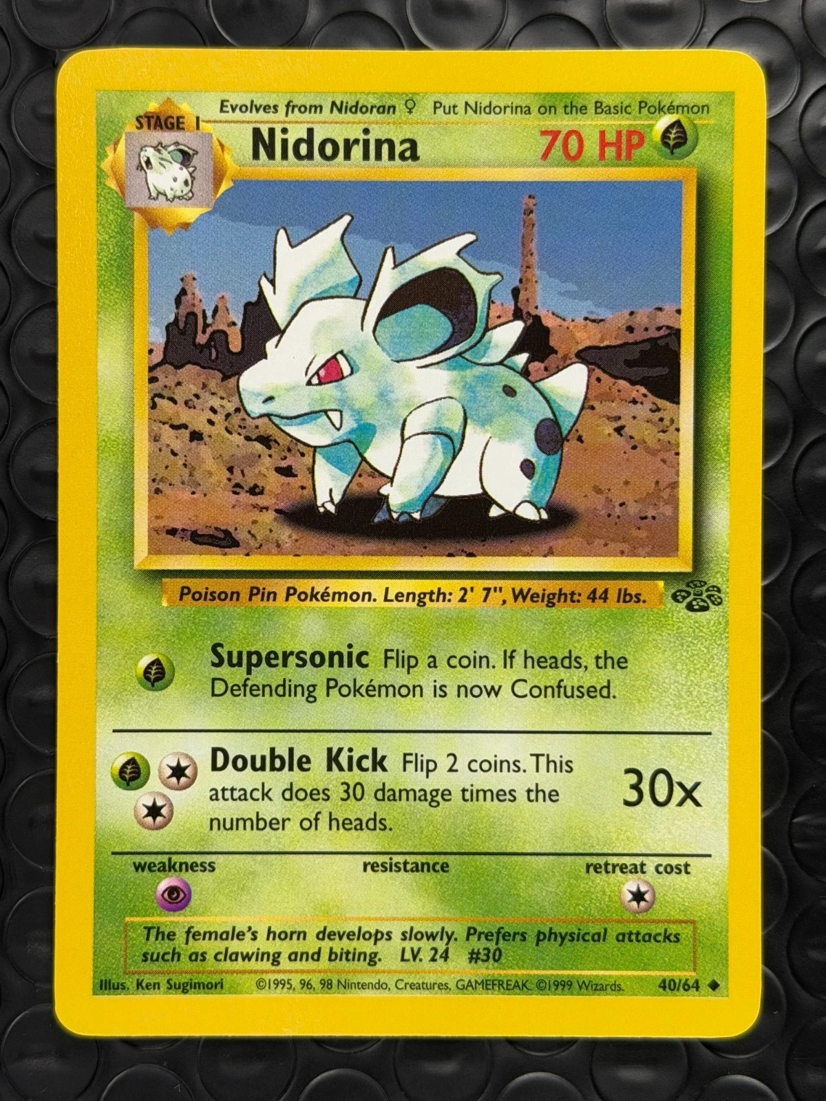 Nidorina NM Pokemon 40/64 Jungle Vintage 1999 Grass Uncommon Regular Unlimited