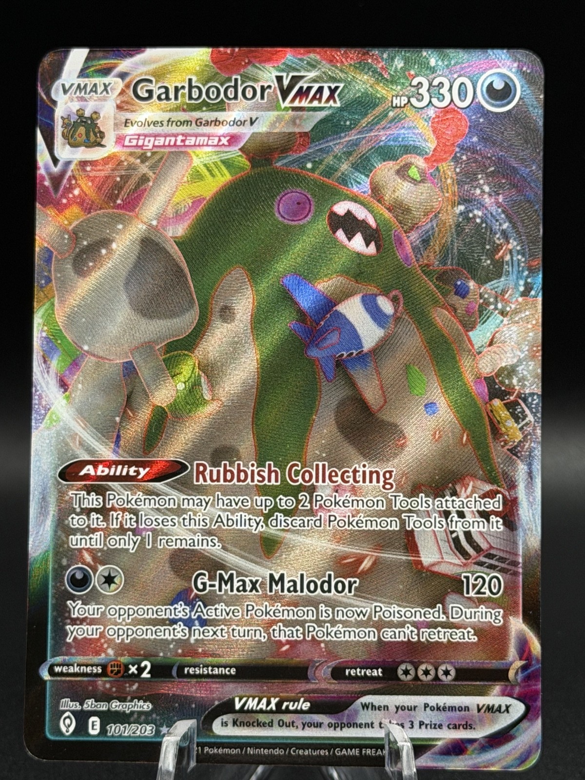 Pokémon TCG SWSH Evolving Skies Garbodor VMAX 101/203 Full Art Holo