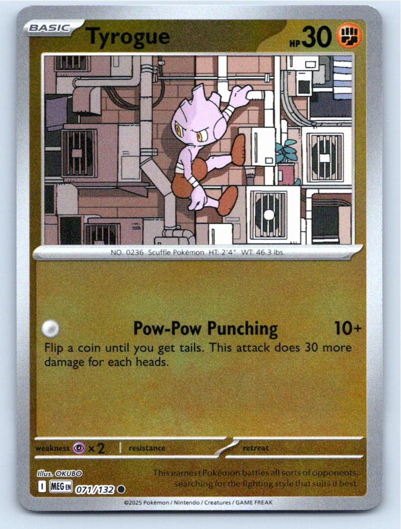 POKEMON TYROGUE MEGA EVOLUTION 071/132 REVERSE HOLO COMMON NM A7135 FREE S&H