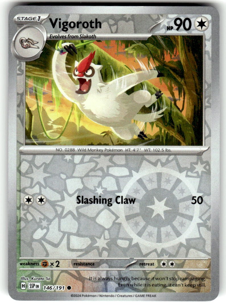 Vigoroth Reverse Holo Common SV08: Surging Sparks 146/191 NM