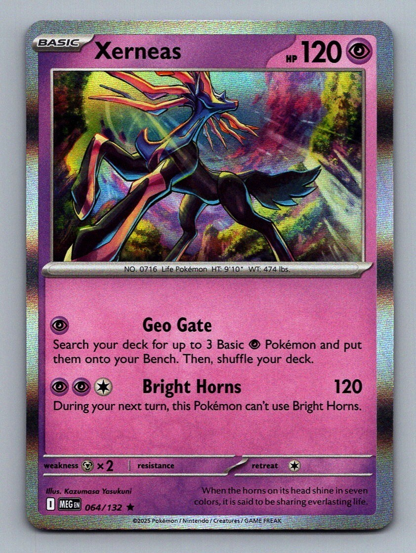 Xerneas #064/132 Holo Mega Evolution (Kazumasa Yasakuni) Pokemon Card – NM