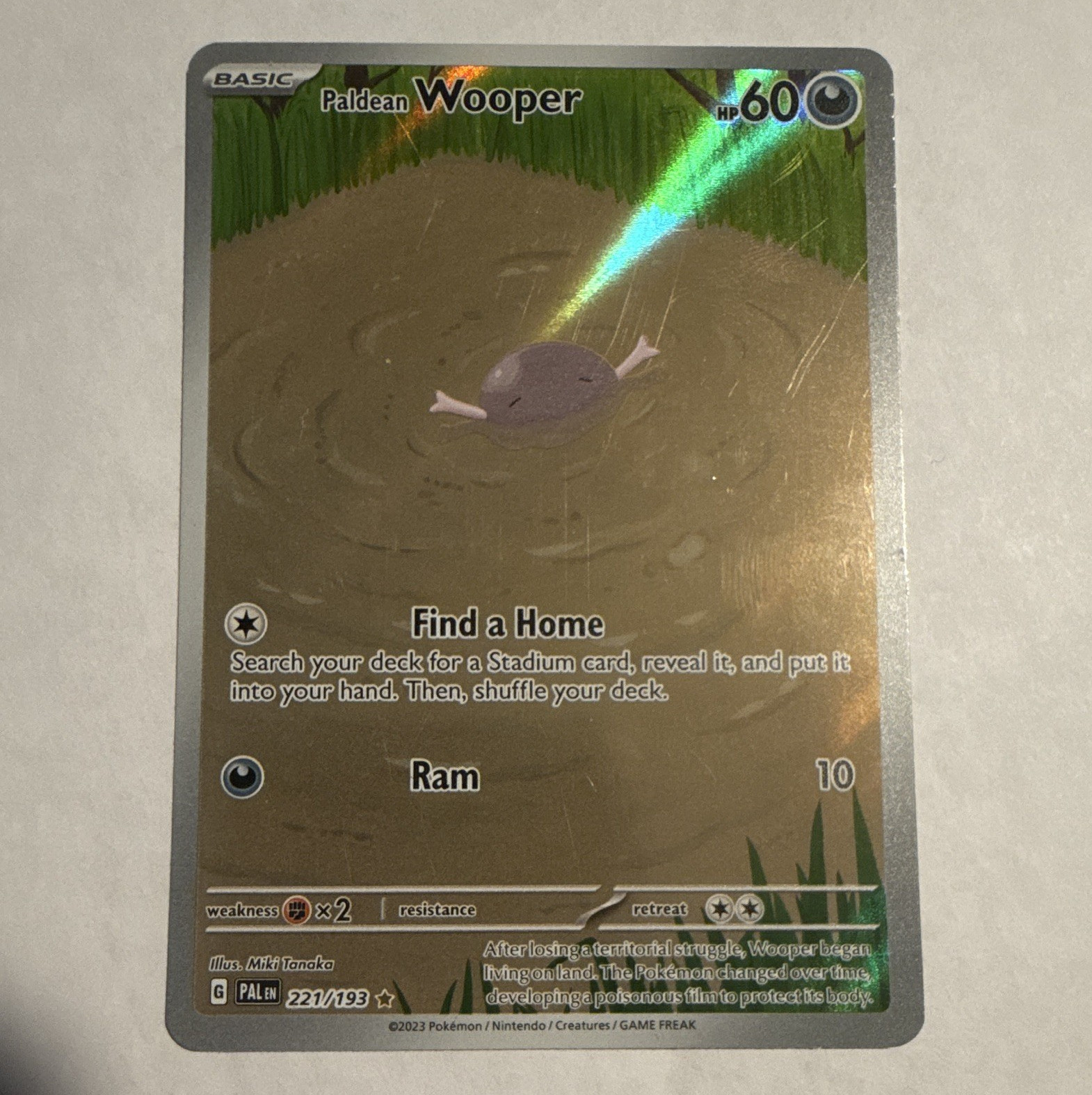 Pokemon TCG Paldean Wooper 221/193 Sv02 Paldea Evolved Illus Rare Full Art Holo