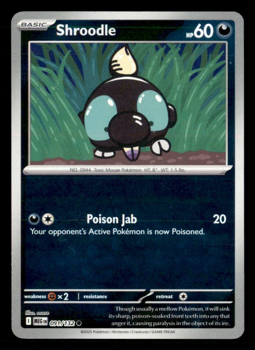 Shroodle 091/132 Common Mega Evolution Pokemon Reverse Holo Near Mint
