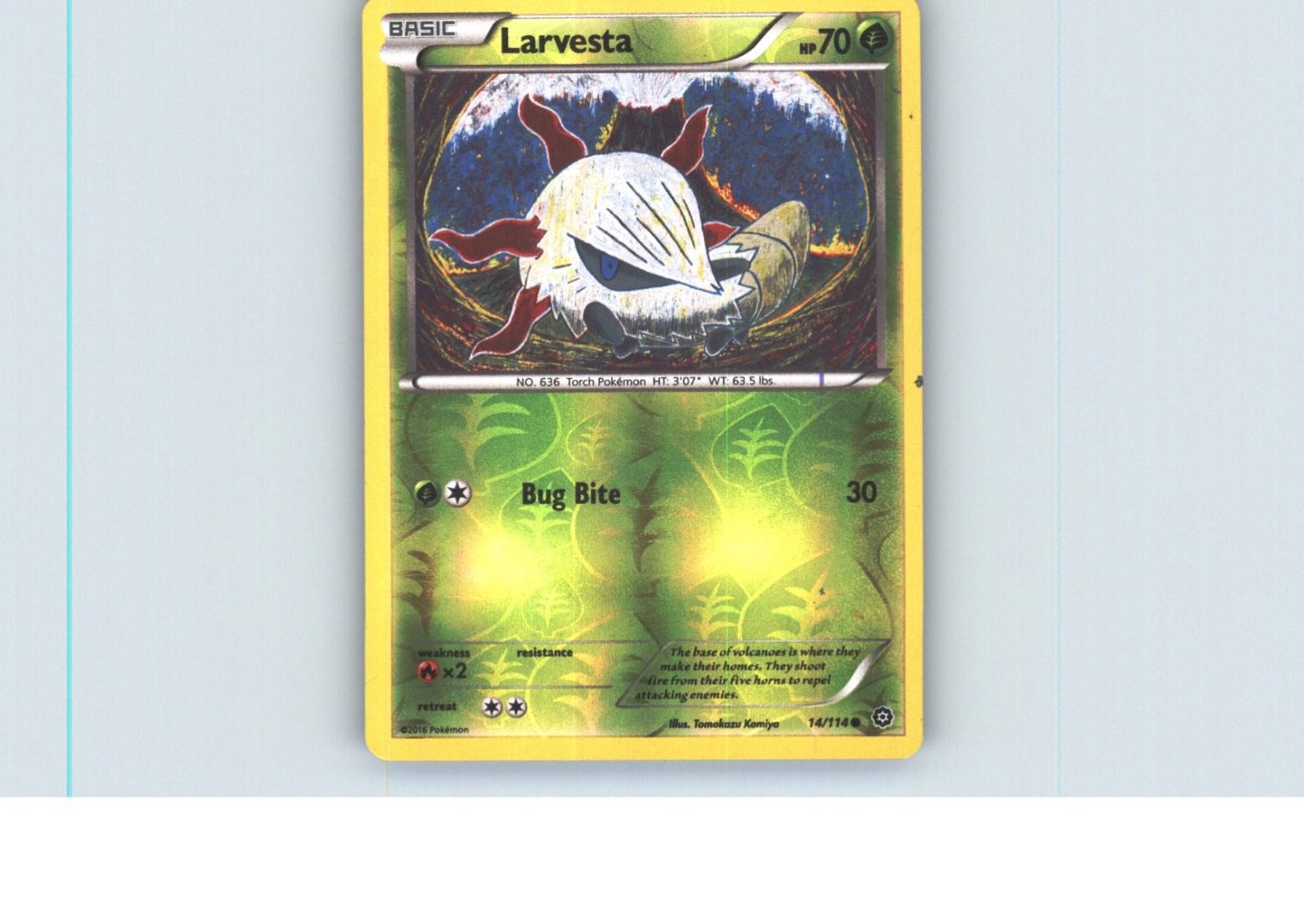 Larvesta 14/114 Common Steam Siege Pokemon Reverse Holo Near Mint
