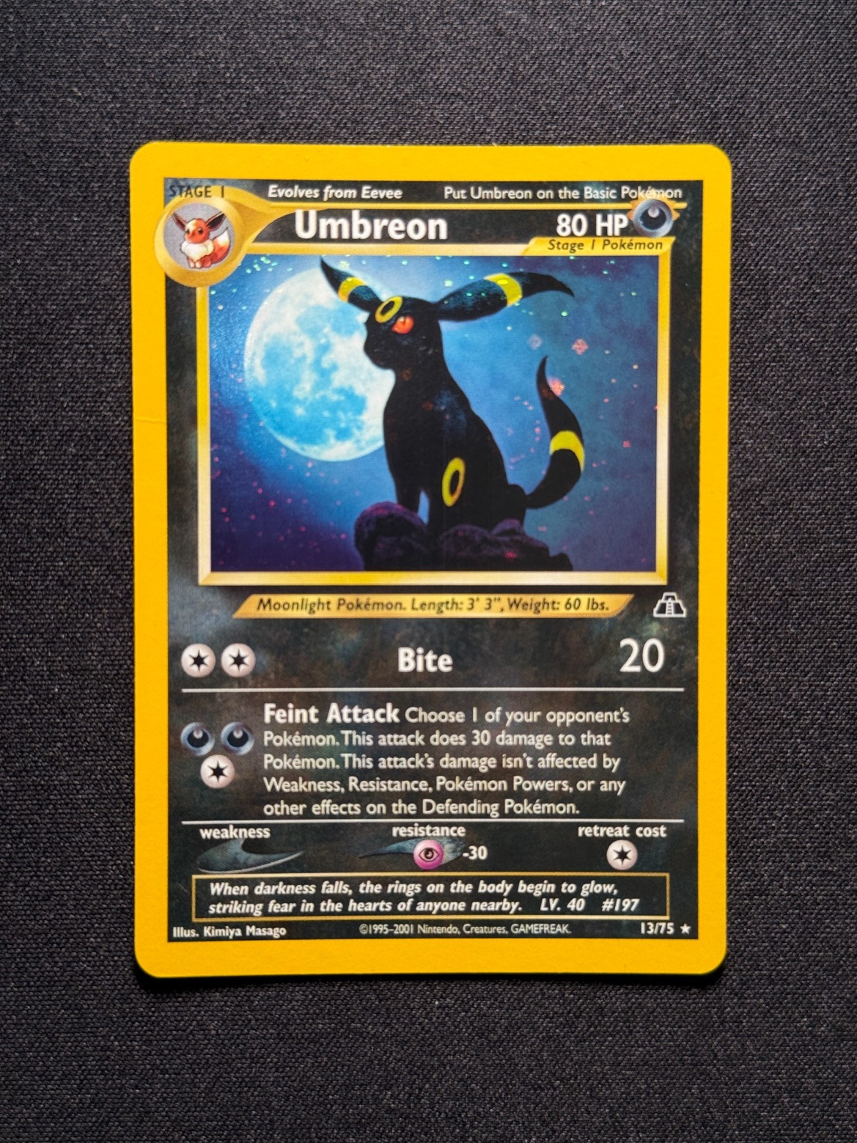 2001 Pokemon Neo Discovery Umbreon 13/75 Holo Rare Unlimited WOTC OG Moonbreon