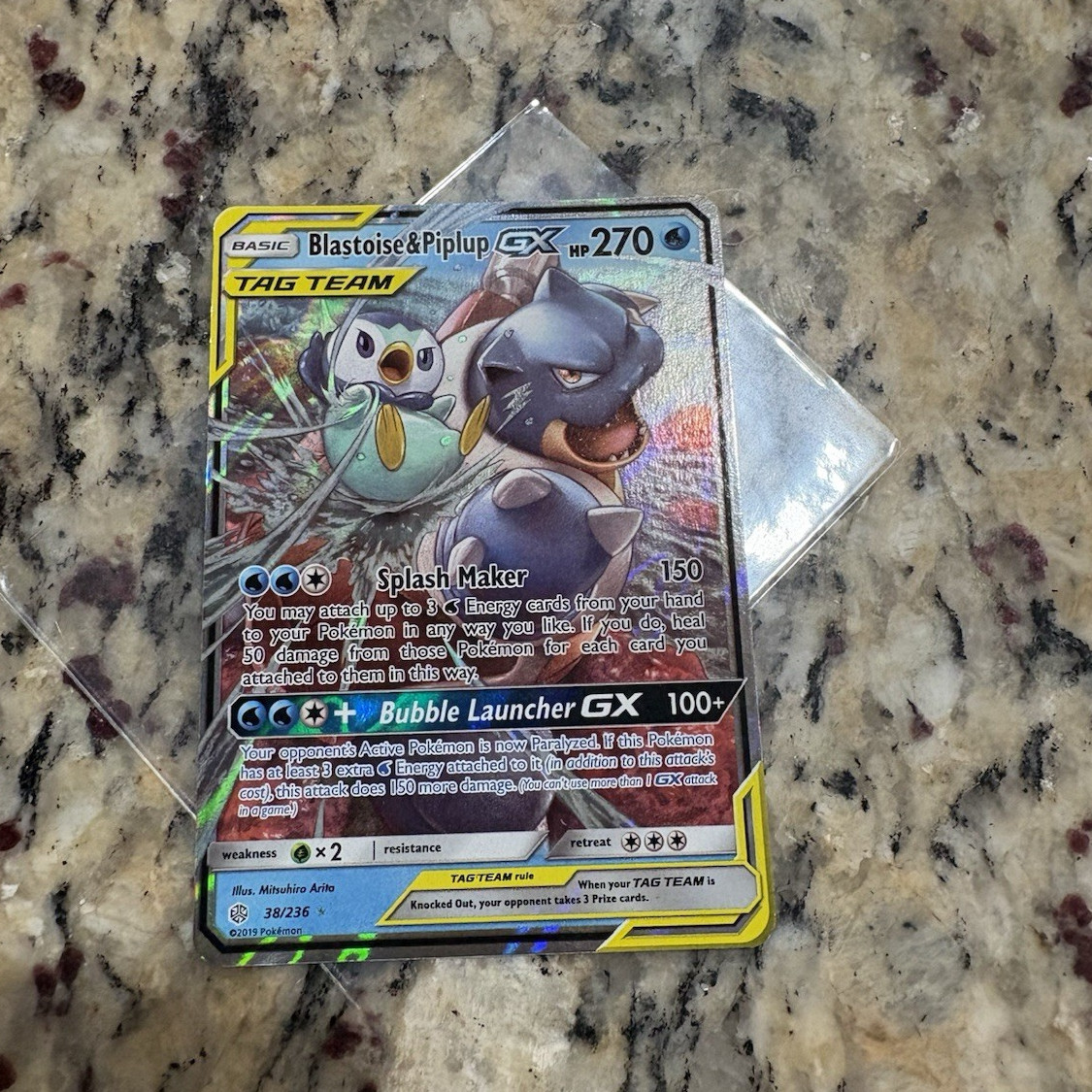 Pokemon TCG Blastoise & Piplup GX 38/236 Cosmic Eclipse Holo ENG 2019