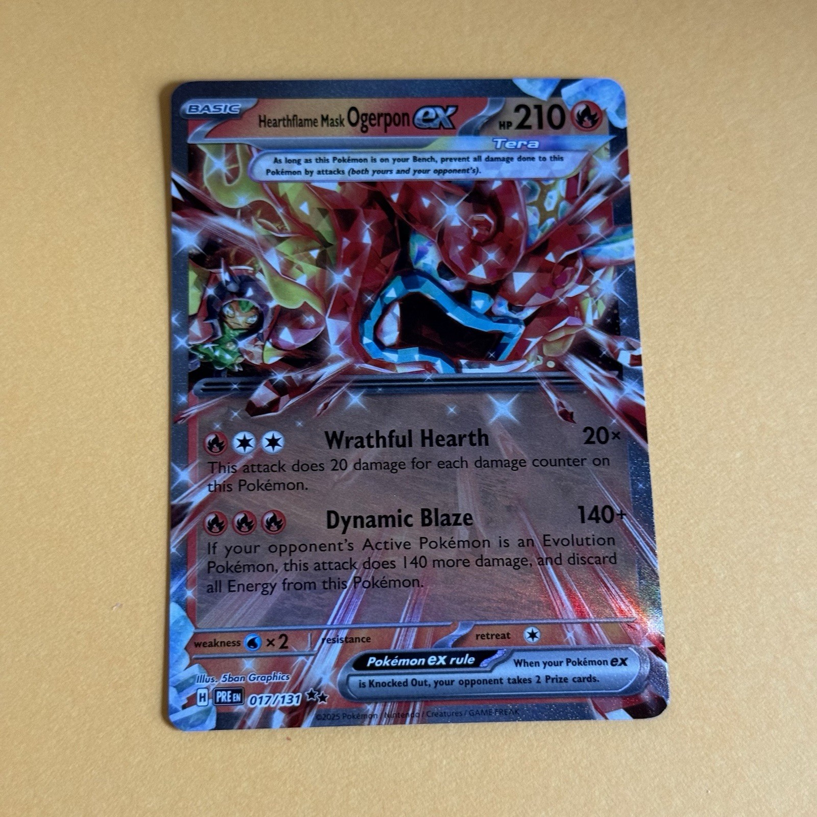 Hearthflame Mask Ogerpon ex 17/131 Double Rare – Pokemon Prismatic Evolutions NM