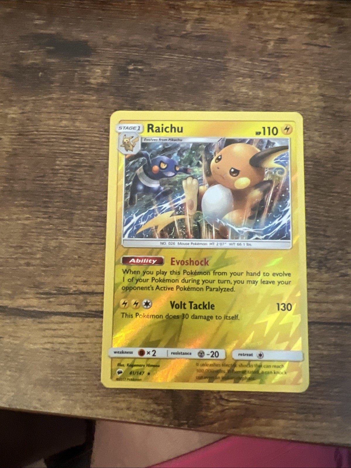 Pokémon TCG Raichu Burning Shadows Reverse Holo Card 41/147 LP Condition