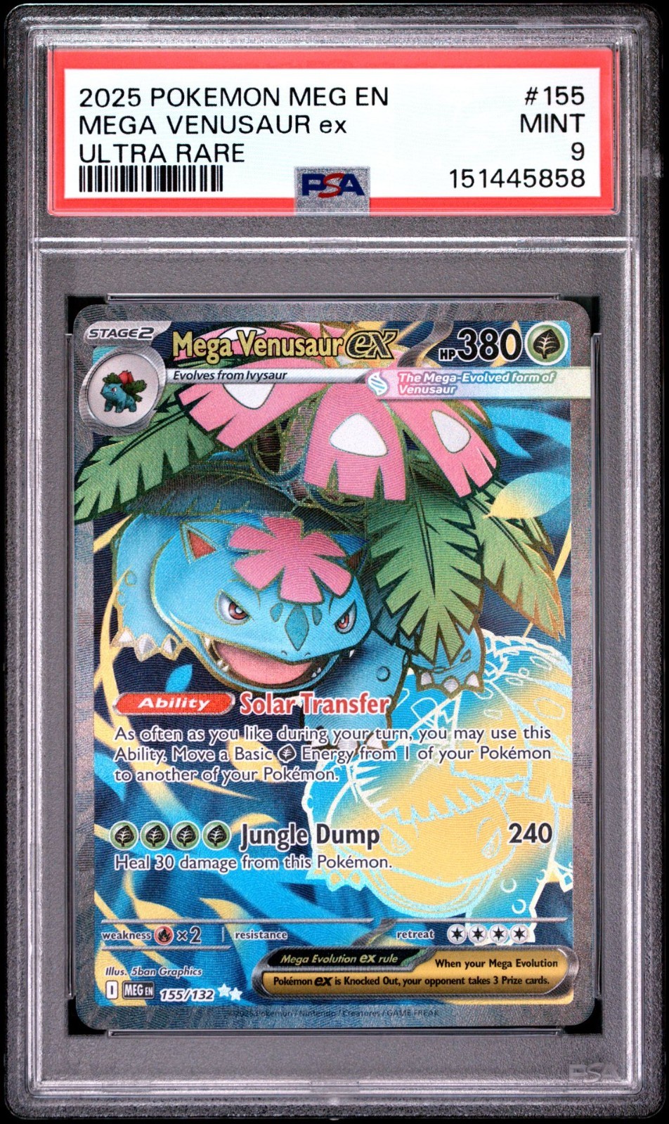 PSA 9 MEGA VENUSAUR EX 155/132 ULTRA RARE MEGA EVOLUTION BASE POKEMON 🍃