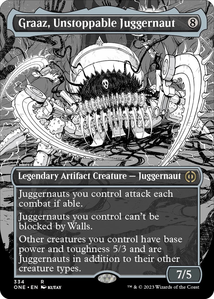 NM Foil – Graaz, Unstoppable Juggernaut (Borderless) [ONE – 334] Phyrexia: Al…