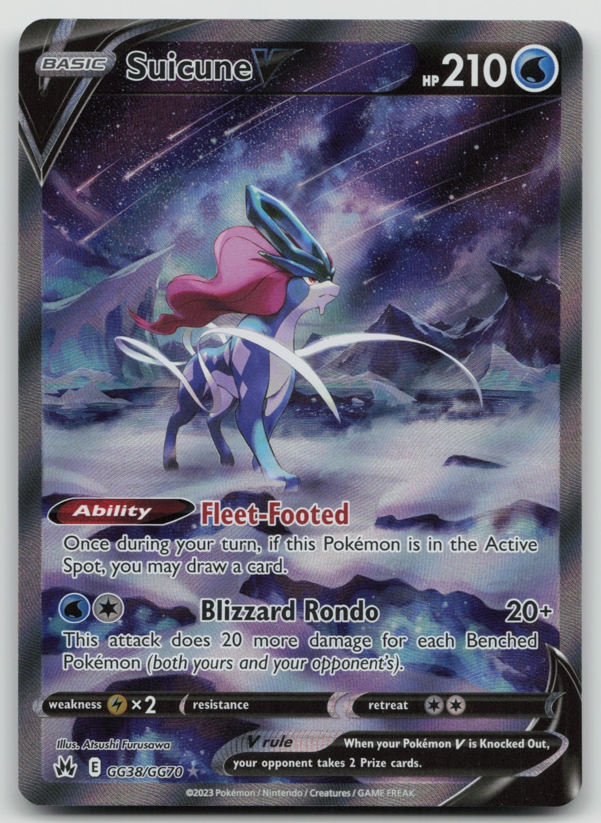 2023 Pokemon Crown Zenith Suicune V Galarian Gallery GG38/GG70 Rare Holo