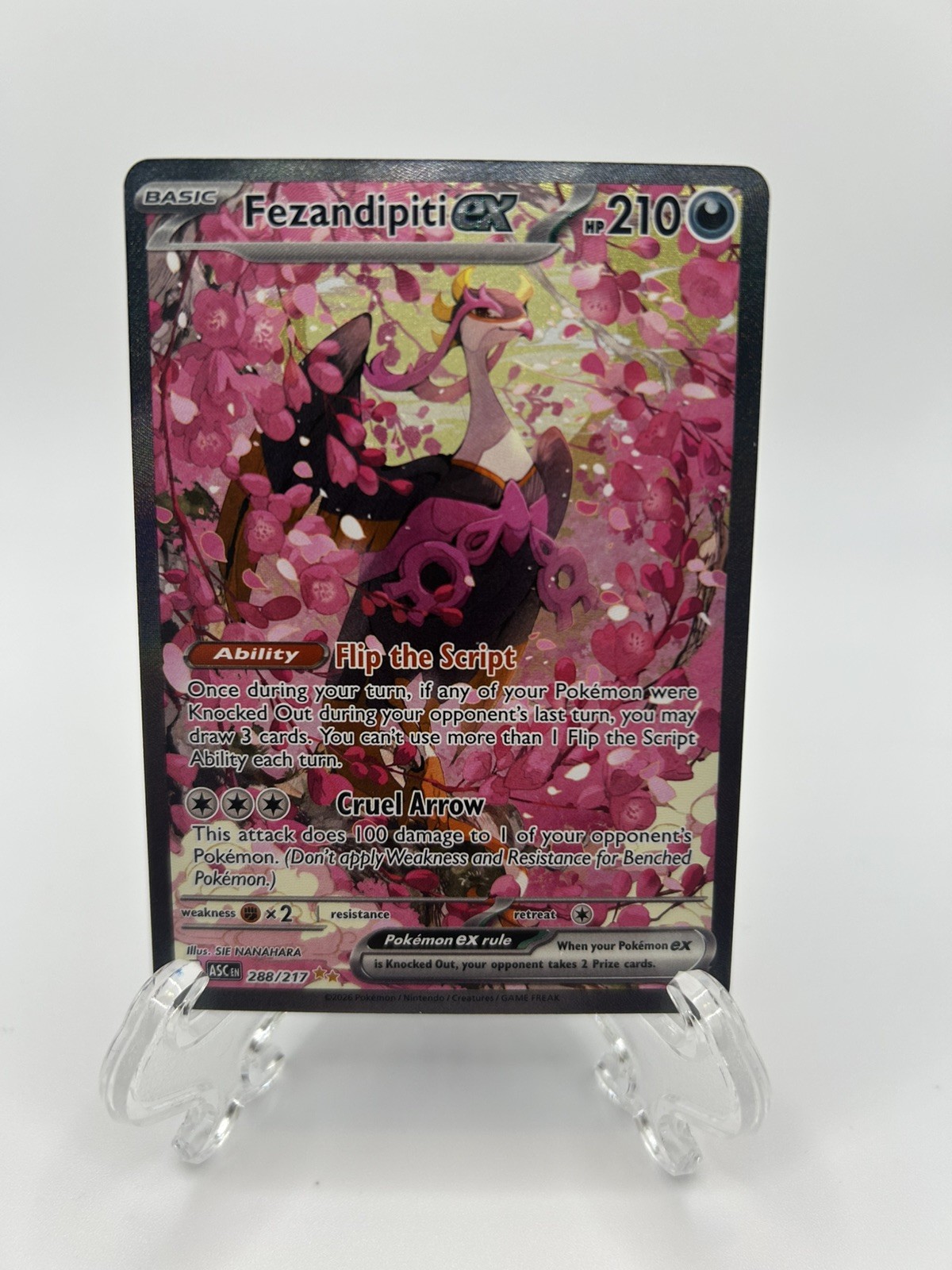Pokémon TCG Fezandipiti Ex 288/217 Special Illustration Rare Ascended Heroes NM
