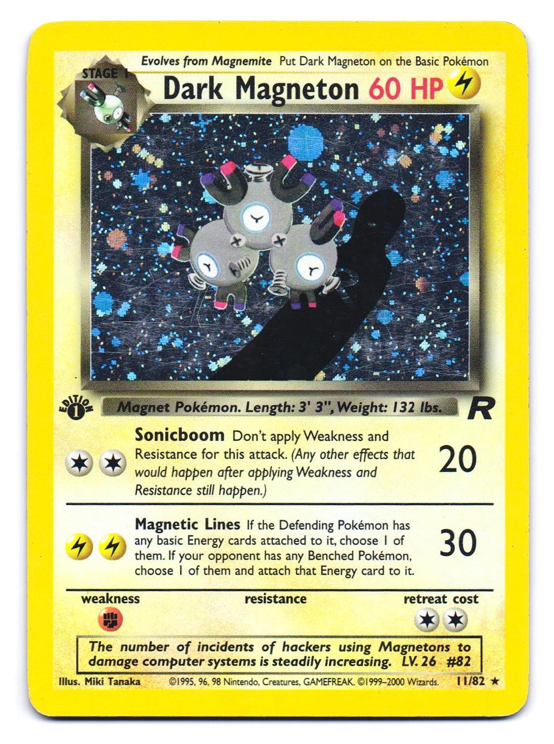 Dark Magneton 11/82 Holo Rare Team Rocket Pokemon 1st Edition MP