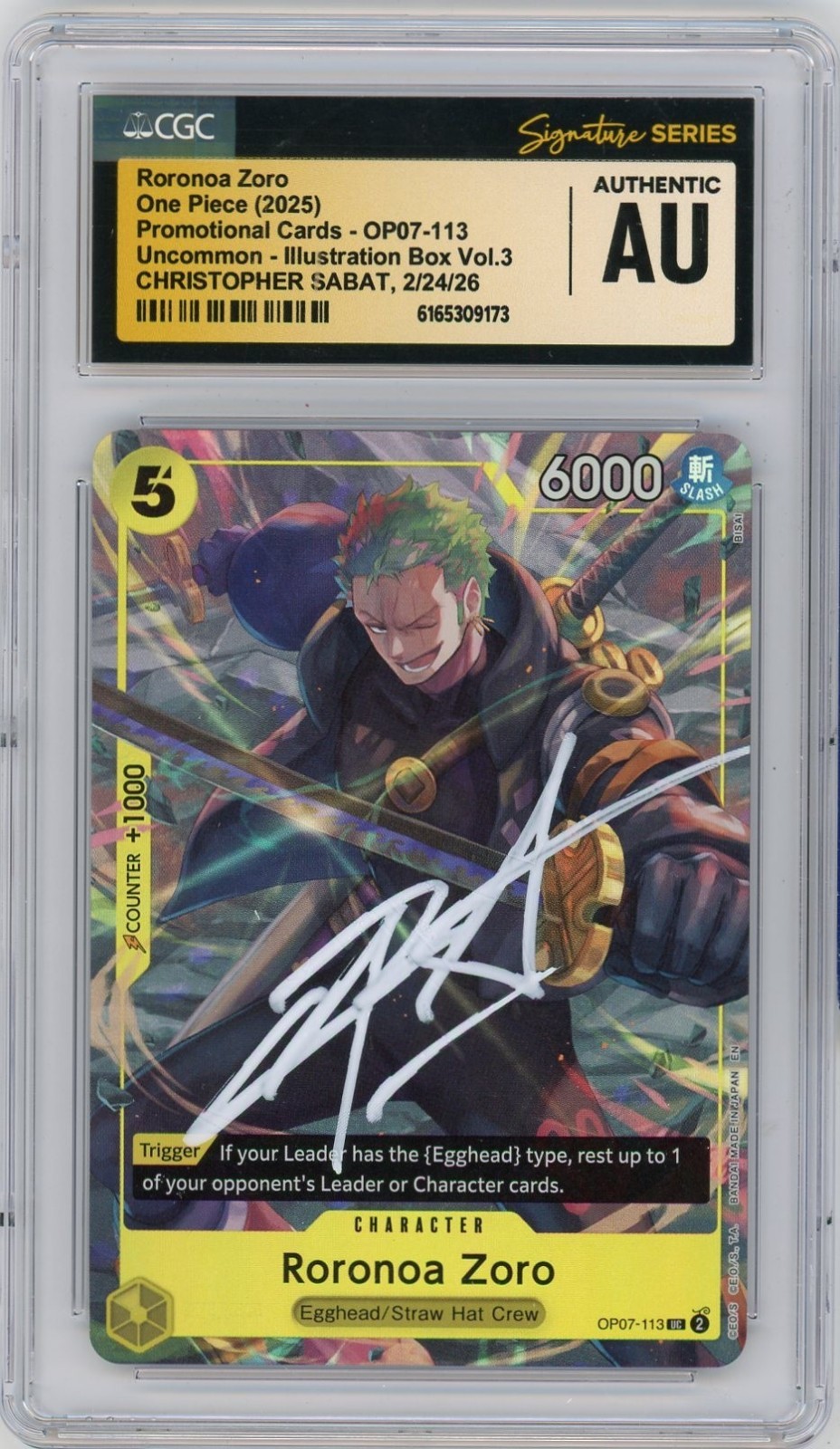 CGC Autographed Chris Sabat – Roronoa Zoro Illustration Box Vol.3 OP07-113