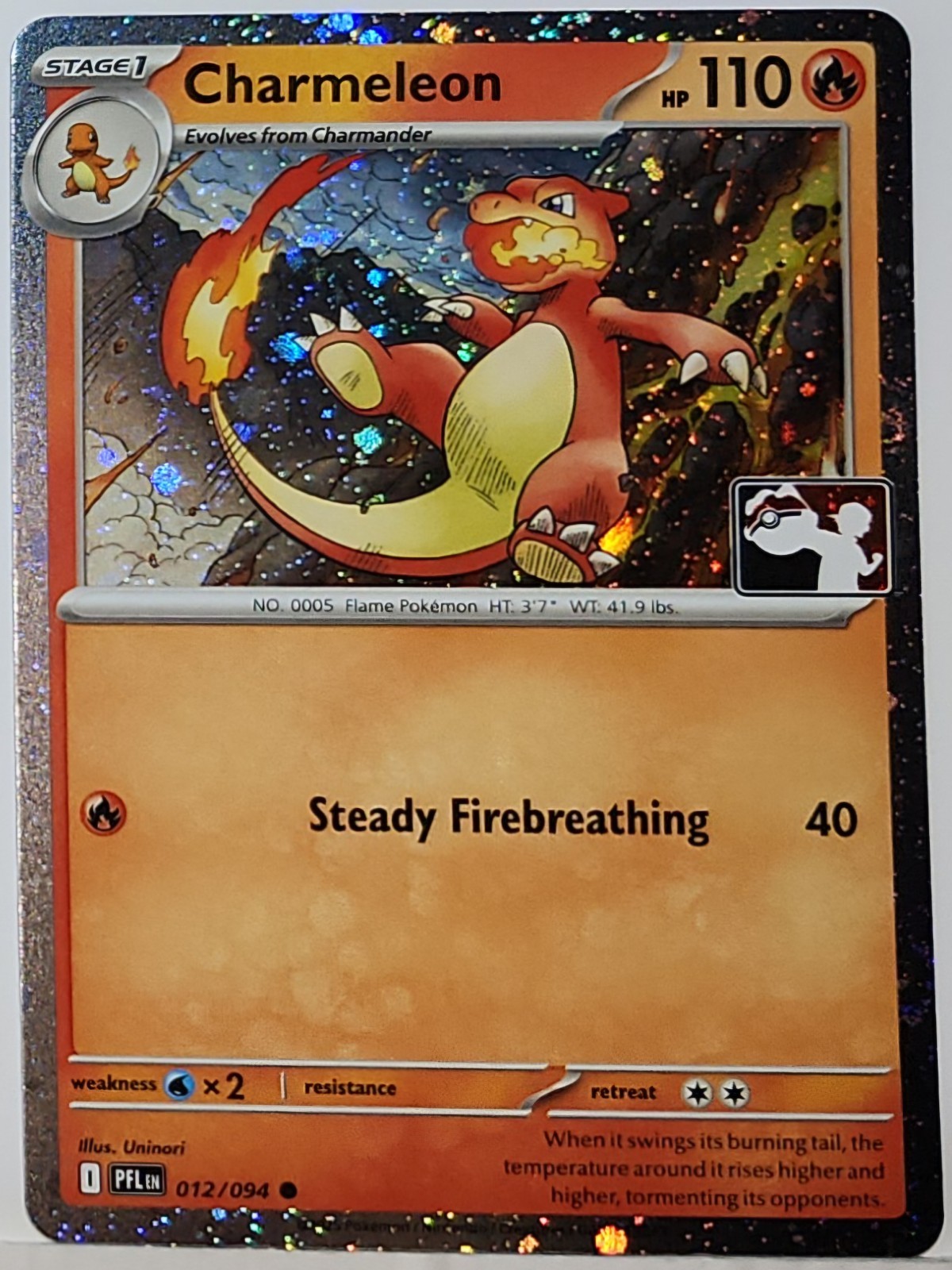 Swirls 🌀 Charmeleon 012/094 Cosmos Holo Bleed Error Rare Pokémon TCG ✨️ Stamped