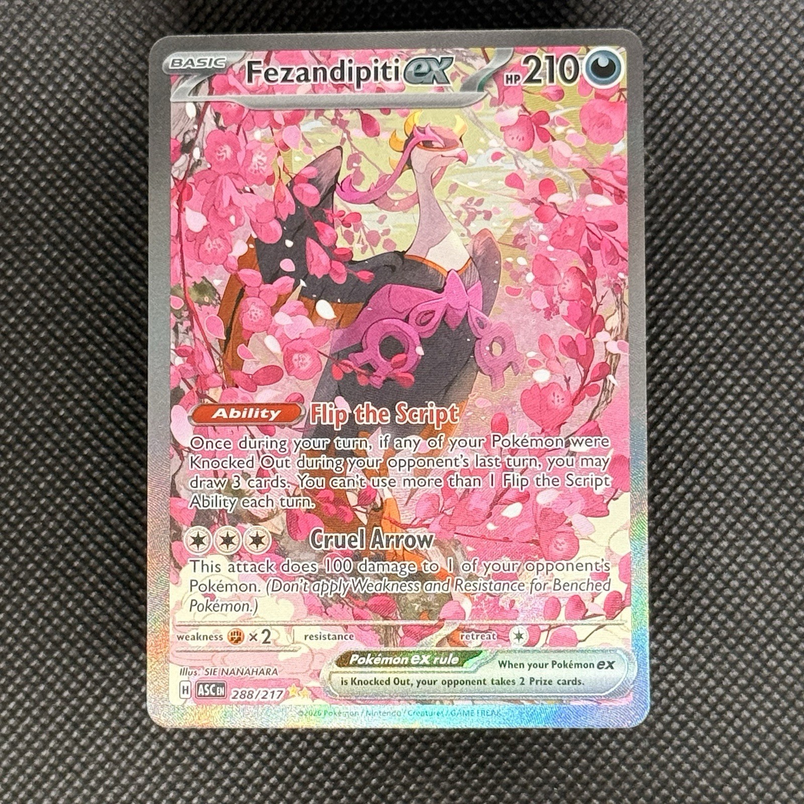 Pokémon TCG Ascended Heroes Fezandipiti ex SIR 288/217 NM+ PACK FRESH