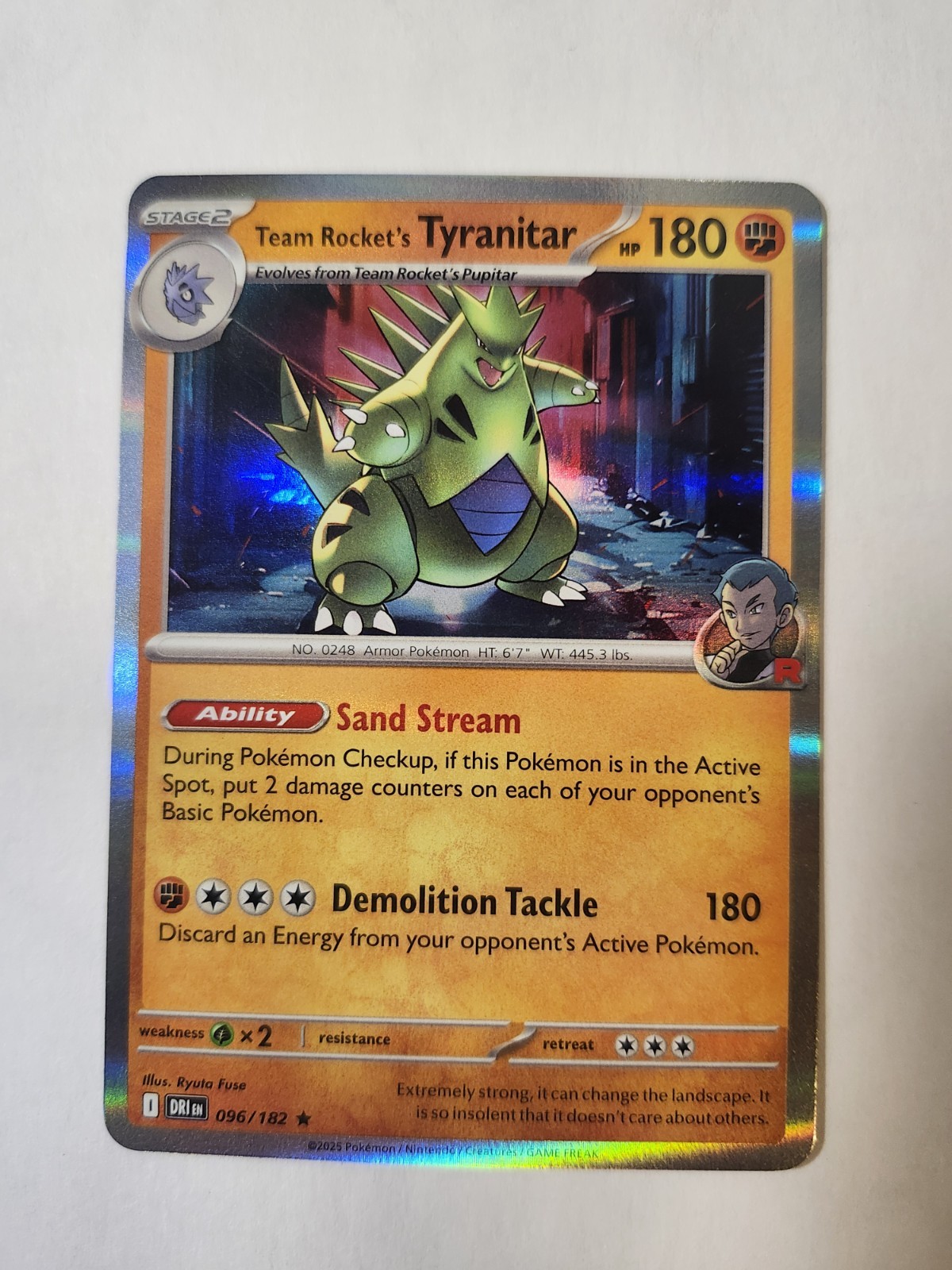 Team Rocket’s Tyranitar 96/182 Pokémon TCG Card Destined Rivals Holo Rare NM