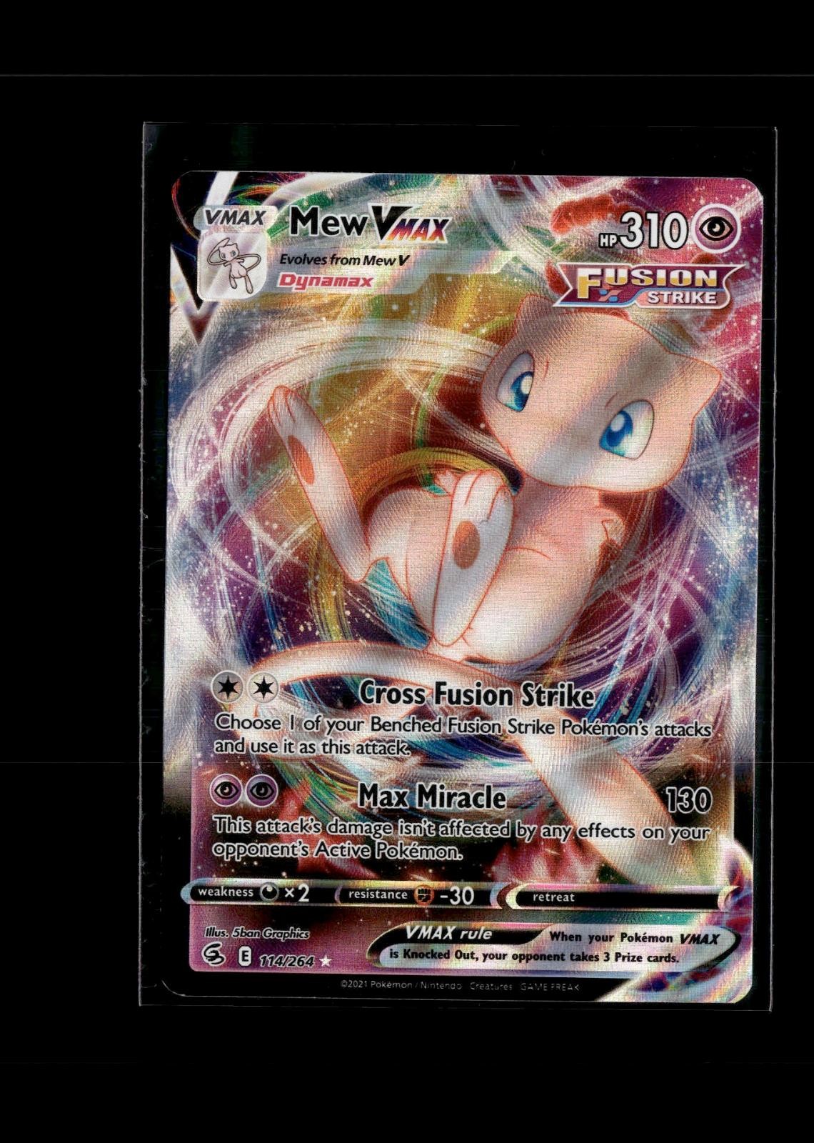 Mew VMAX 114/264 Holo VMAX Rare Fusion Strike Pokemon Near Mint