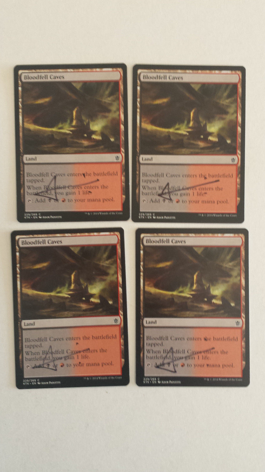 Bloodfell Caves X1 Khans of Tarkir Ed Signed by Adam Paquette MTG