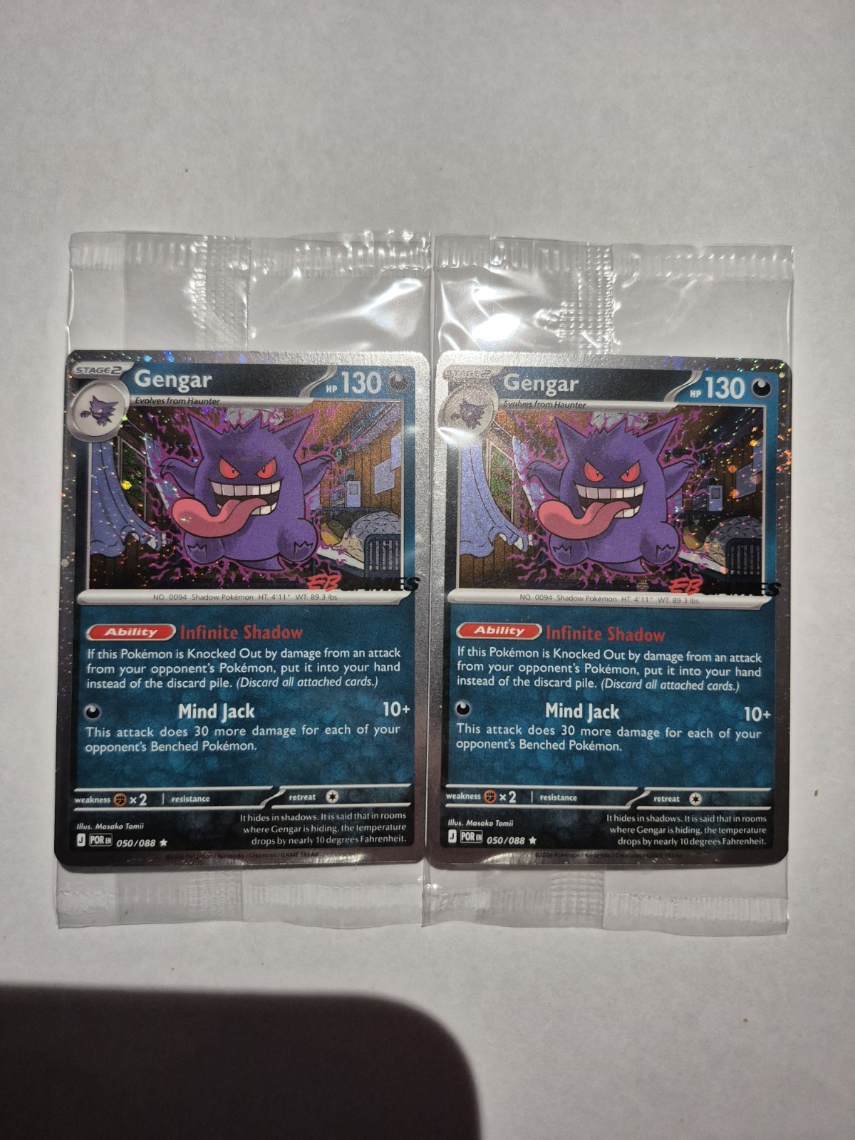 2x Gengar EB Games Stamped Promo 050/088 (Sealed) RARE with SWIRL, Toploader inc
