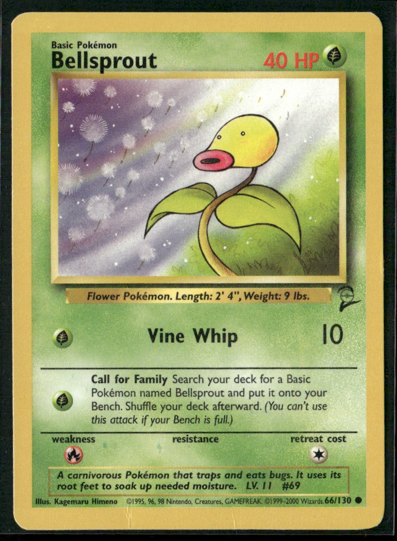 Bellsprout #66/130 2000 Classic – Base Set 2 NM/LP Pokemon TCG Basic/Common