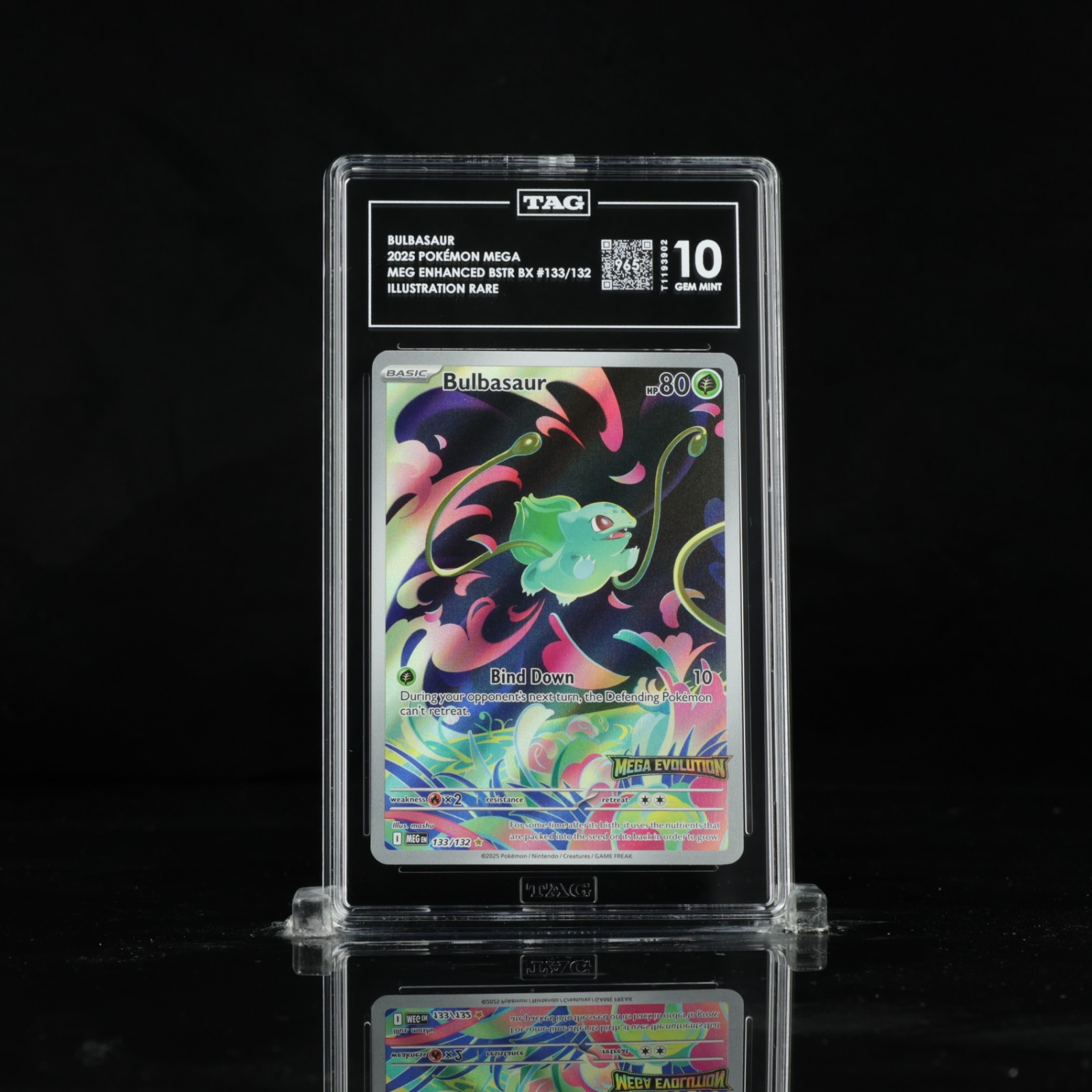 2025 Pokemon Mega Evolution Stamped Box Topper 133/132 Bulbasuar IR TAG 10 (965)