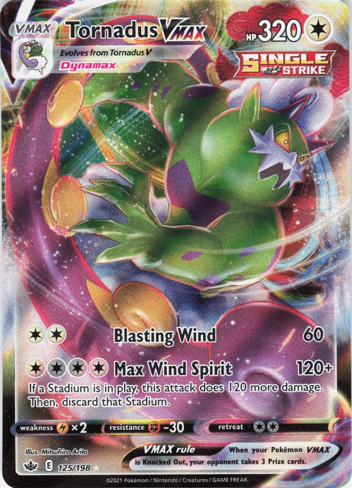 Tornadus VMAX Holo Ultra Rare SWSH06: Chilling Reign 125/198 NM