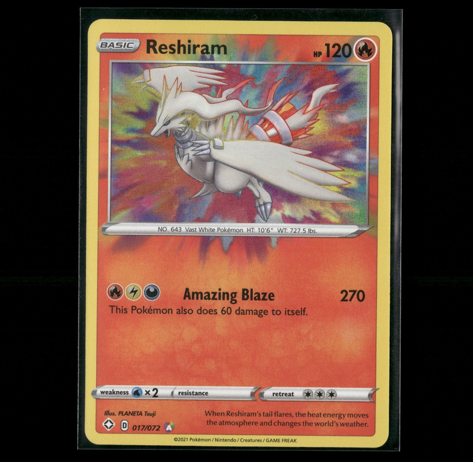 Reshiram Amazing Rare #017/072 Shining Fates 2021 NM PLANETA Tsuji