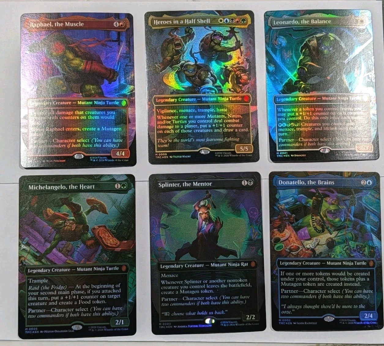 TMNT MTG Borderless Mythic Foil Set of 6 Legendary 0001-0006