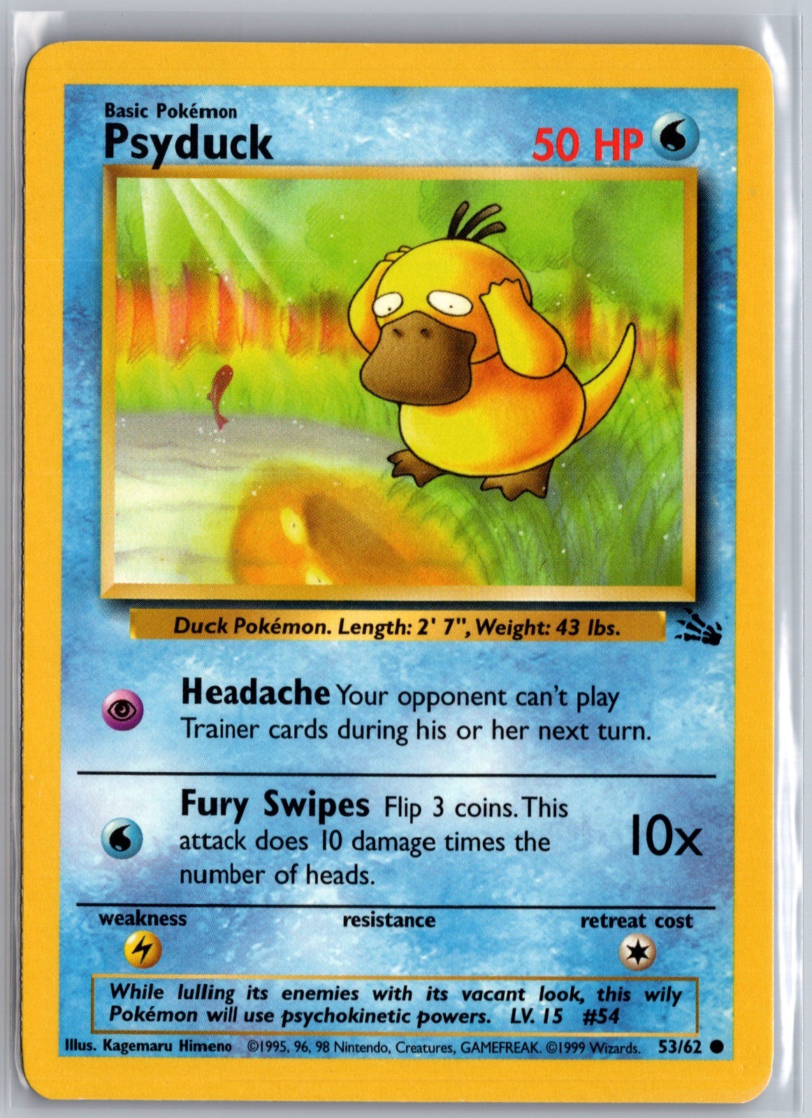 Psyduck 53/62 Common Fossil Pokemon Unlimited Lightly Played