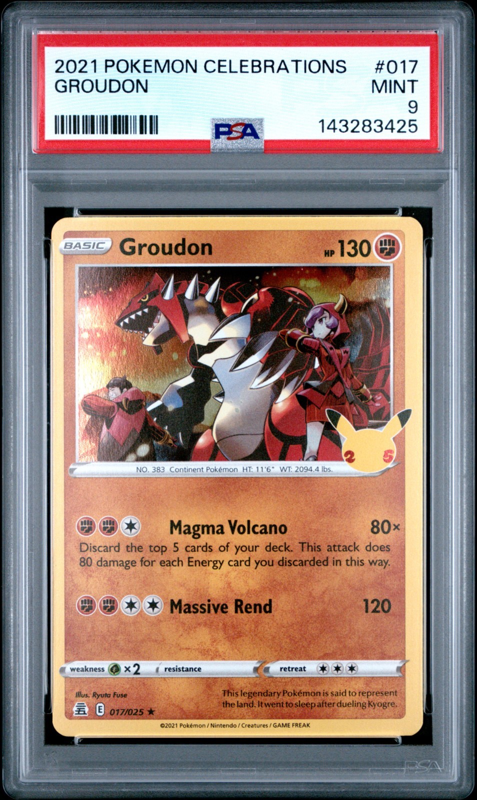 2021 POKEMON CELEBRATIONS 017 GROUDON – PSA 9