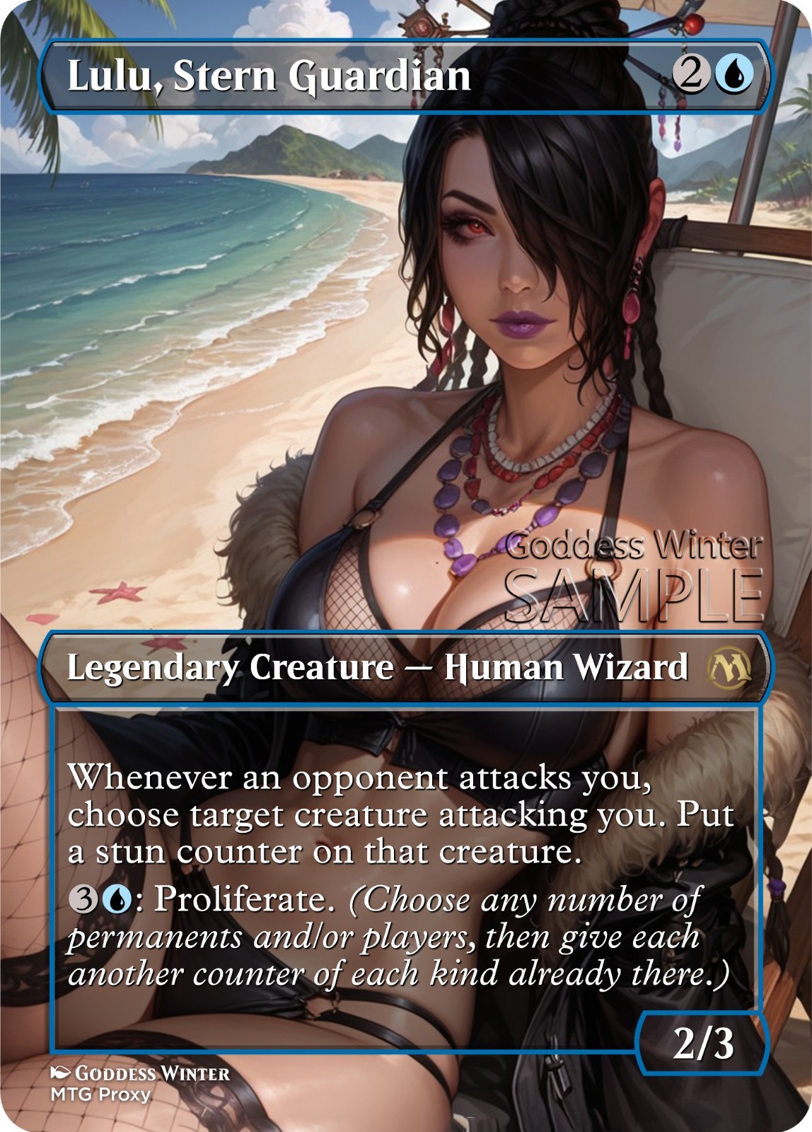 MTG FF – Lulu, Stern Guardian – Fanart Borderless Style – EDH / Playtest