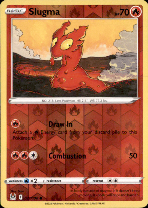 Slugma Reverse Holo Common SWSH11: Lost Origin 021/196 NM Scav 2022