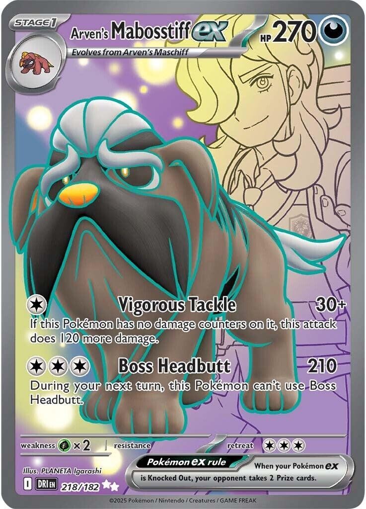 Pokemon Arven’s Mabosstiff ex 218/182 Destined Rivals NM EN