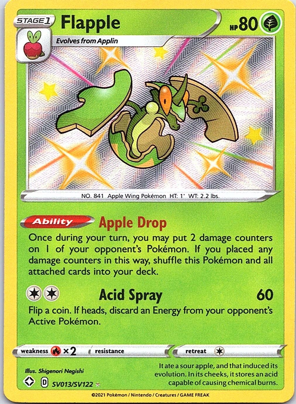Flapple SV013/SV122 Shiny Rare Shining Fates Shiny Vault Pokemon Holo Near Mint