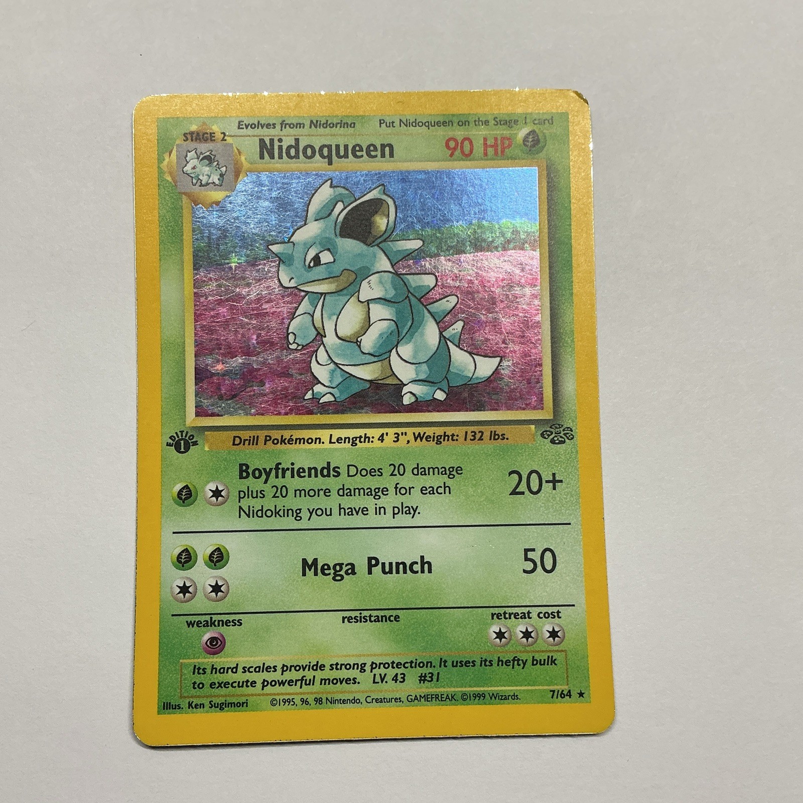 🔥Nidoqueen – 1st Edition – 7/64 Jungle Holo Rare – Pokemon TCG WOTC Vintage