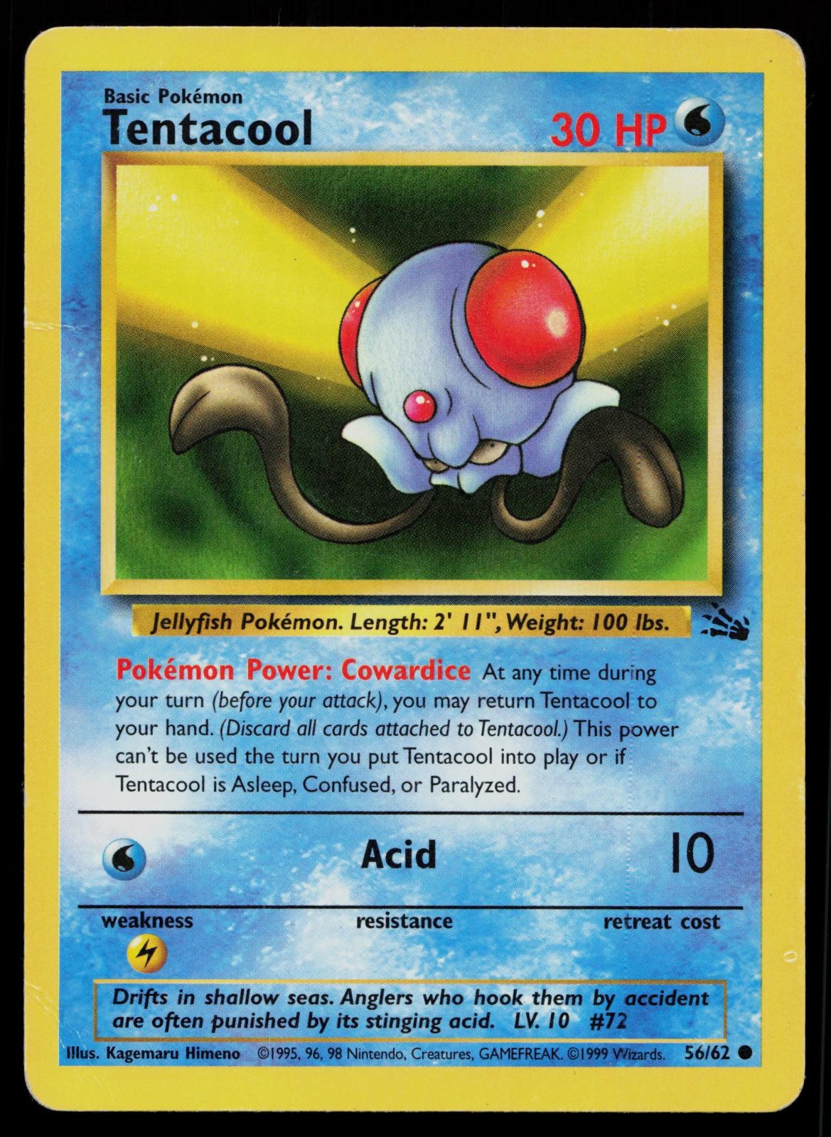 TENTACOOL 56/62 COMMON FOSSIL POKEMON UNLIMITED HP