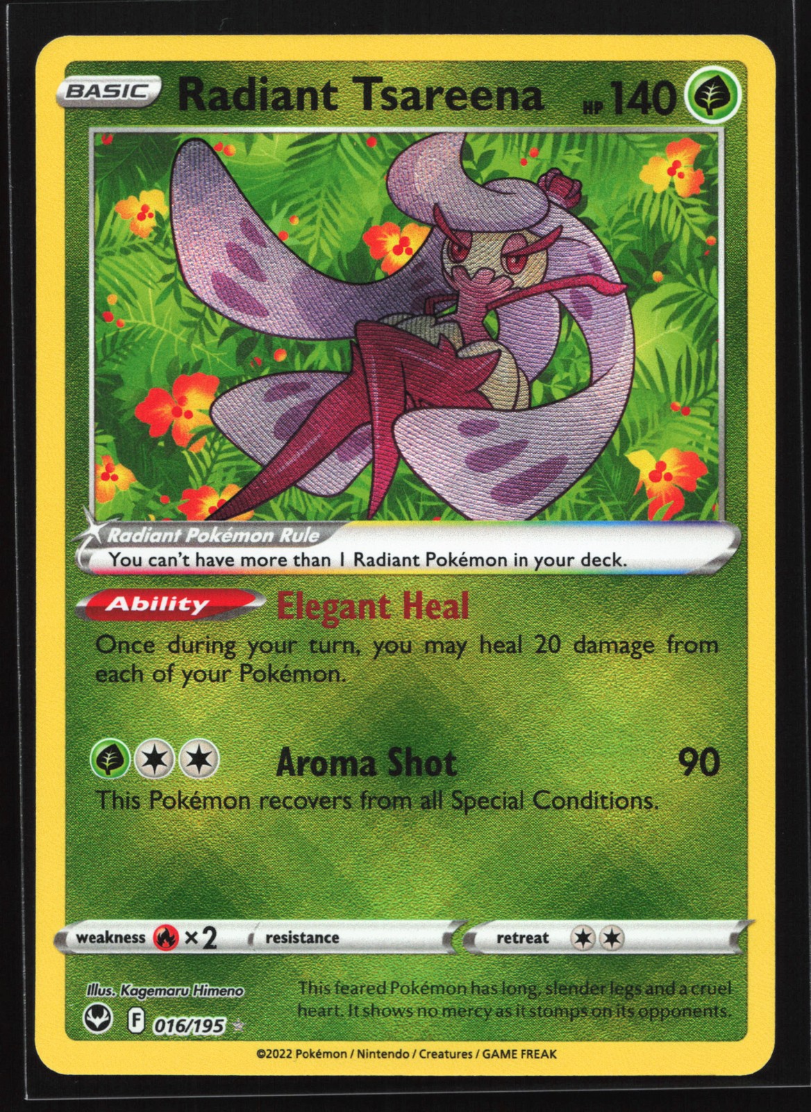 Radiant Tsareena 016/195 SWSH12: Silver Tempest Radiant Rare Pokemon Card
