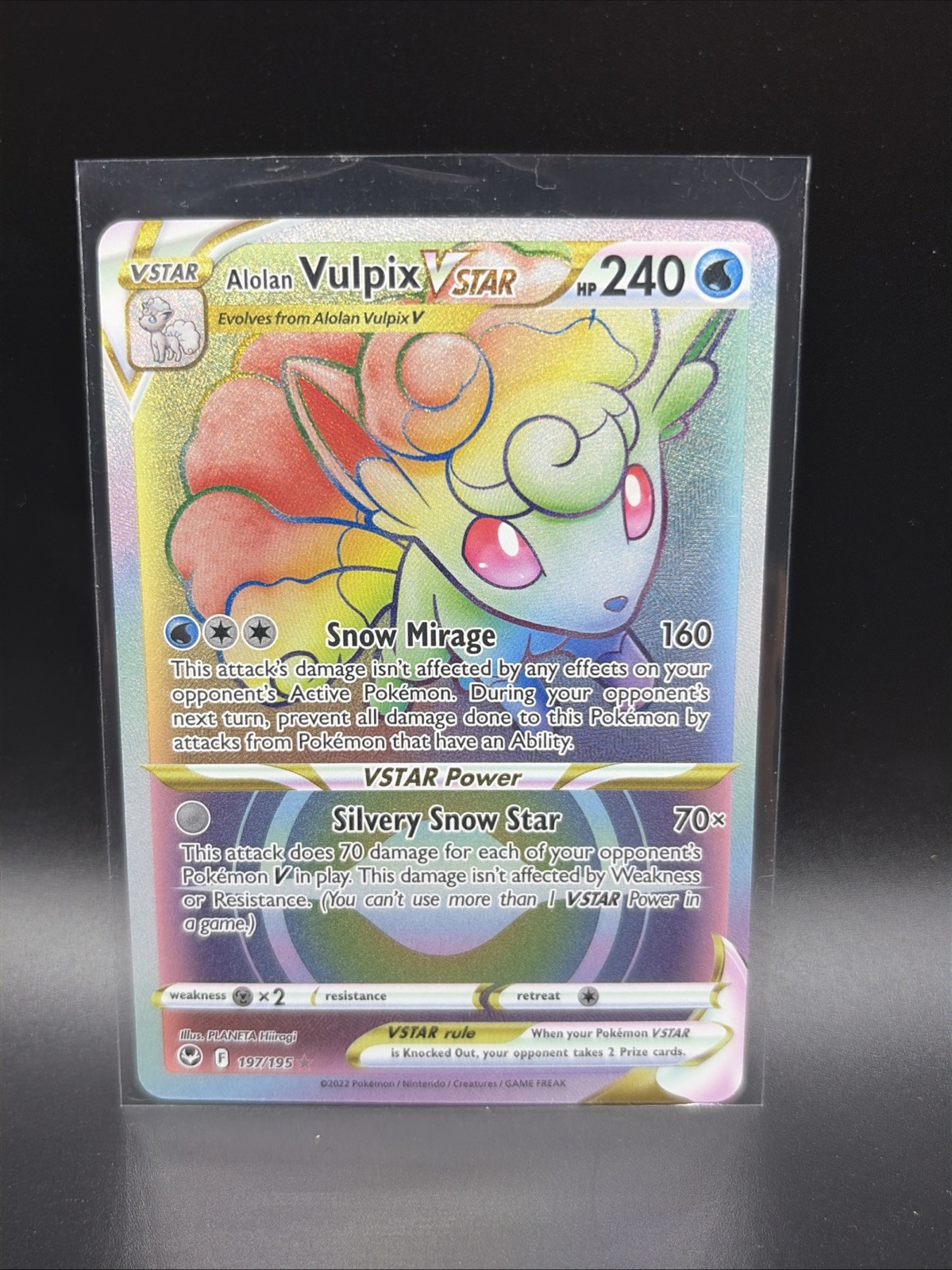 Alolan Vulpix VSTAR 197/195 Rainbow Rare Silver Tempest Pokemon Holo Near Mint