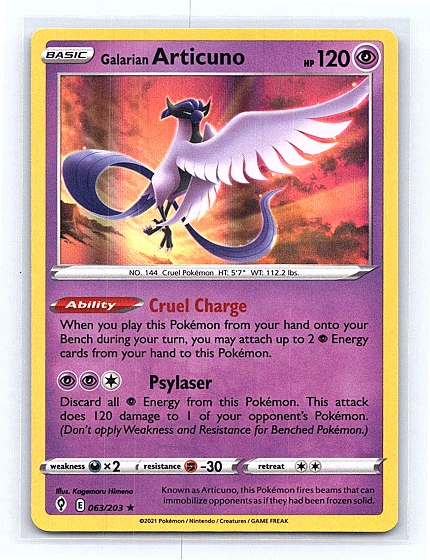 Galarian Articuno Holo 063/203 SWSH07: Evolving Skies Holo Rare NM