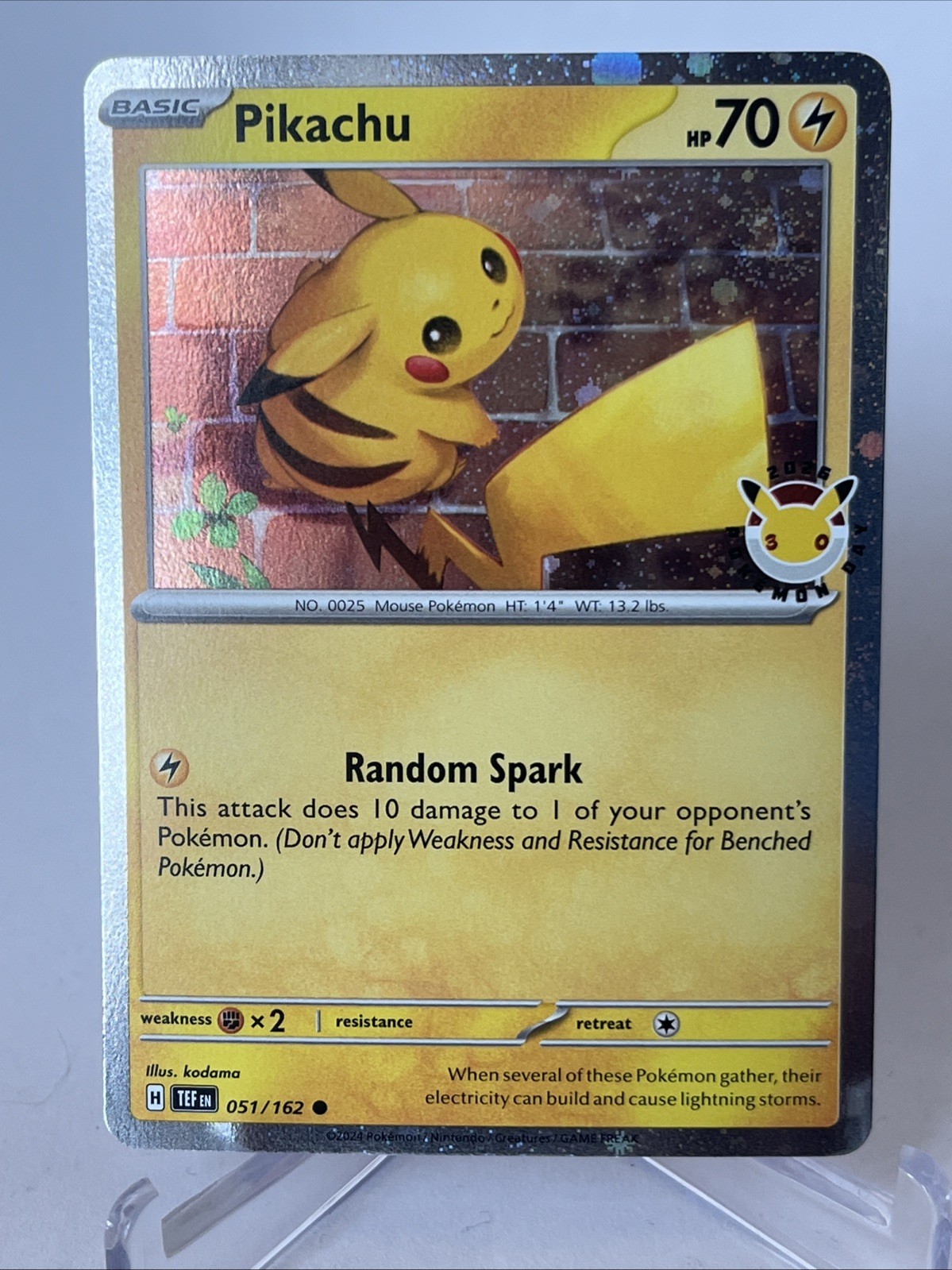 💫 Swirl💫 Stamped 30th Anniversary Pokémon Day 2026 Pikachu 051/162 Near MInt
