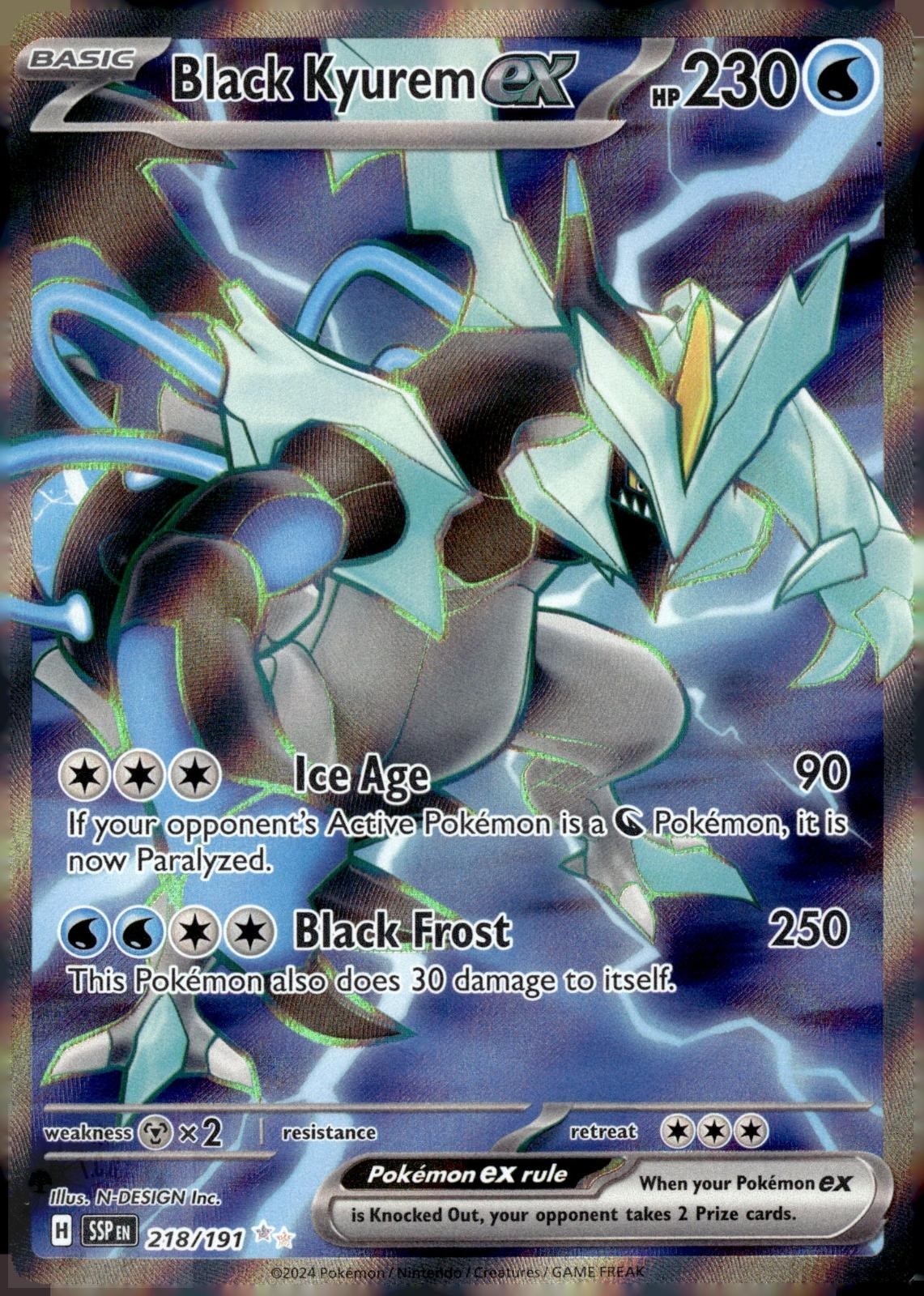 Black Kyurem ex 218/191 Ultra Rare Surging Sparks Pokemon Holo NM/M