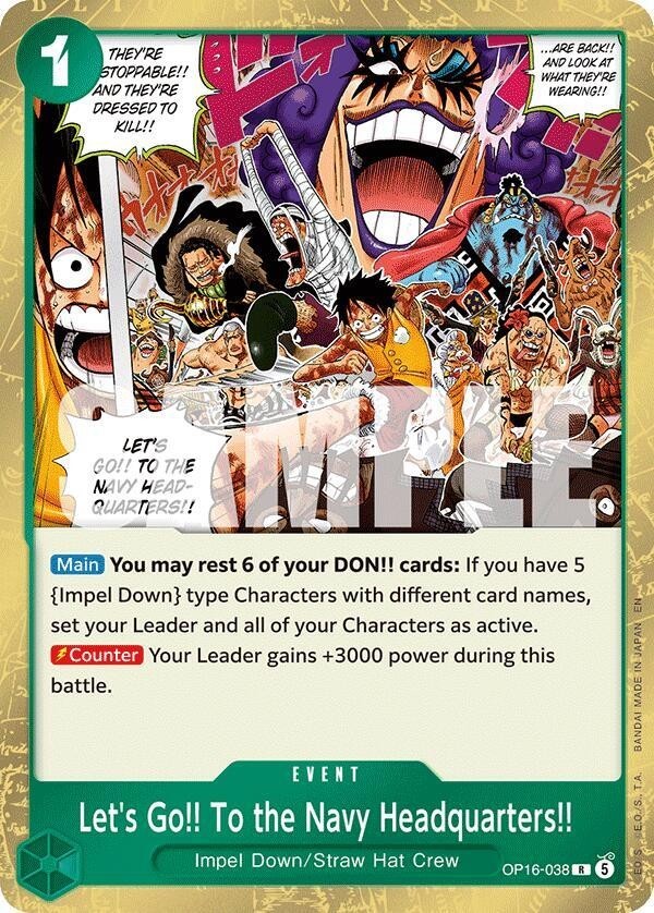 One Piece TCG – OP16-038 R Let’s Go!! To the Navy Headquarters!! ENG NM