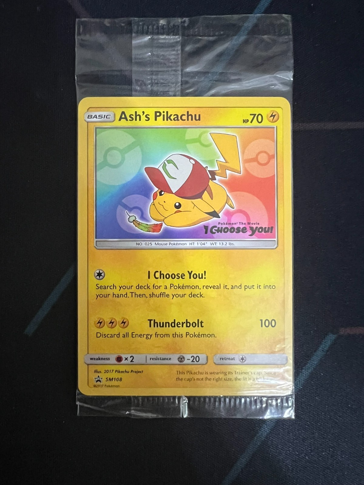 2017 POKEMON SM BLACK STAR PROMO I CHOOSE YOU! #SM108 ASH’S PIKACHU SEALED