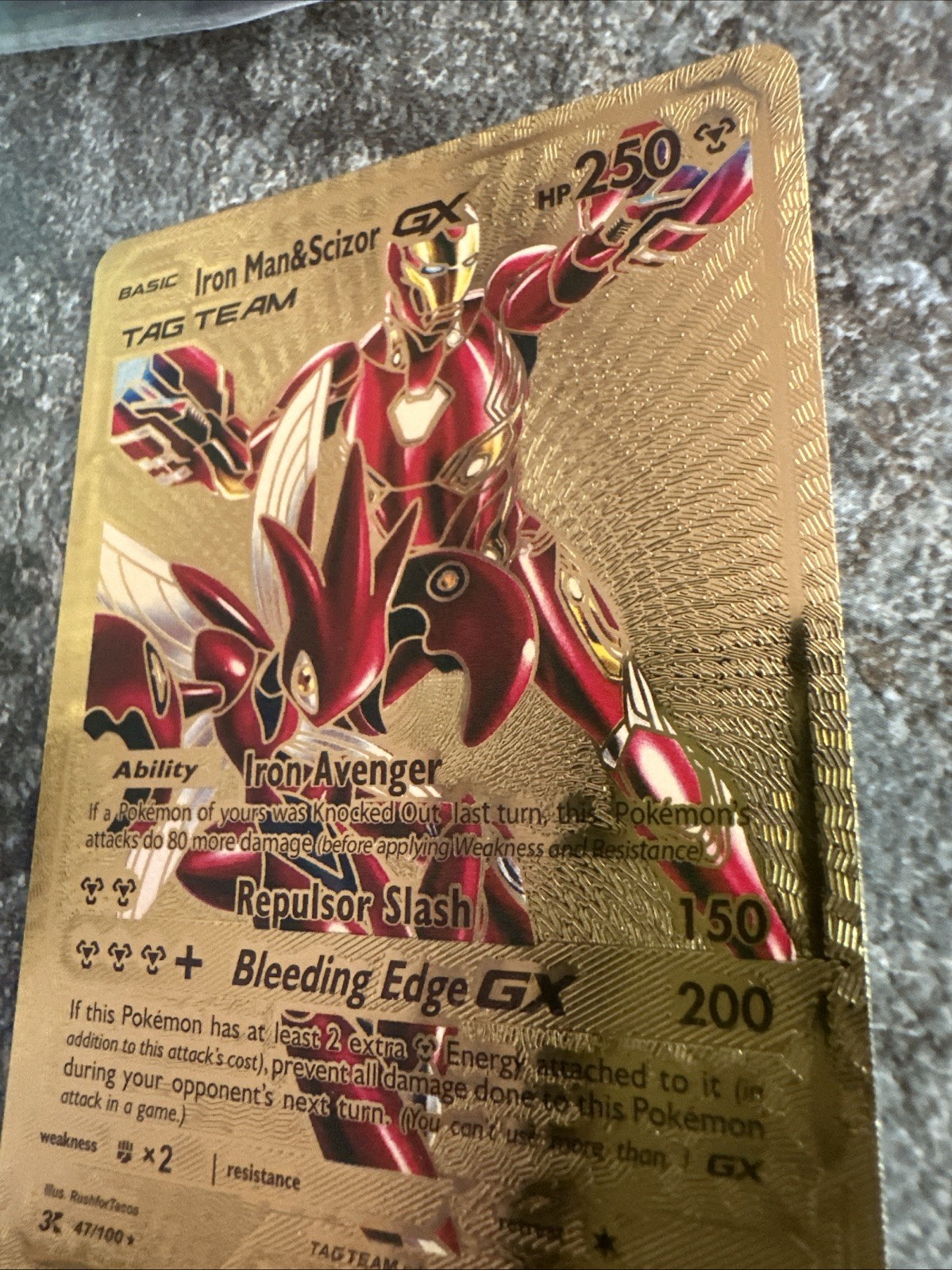 Iron Man & Scizor GX GOLD FOIL Fan Art Hp250 NM