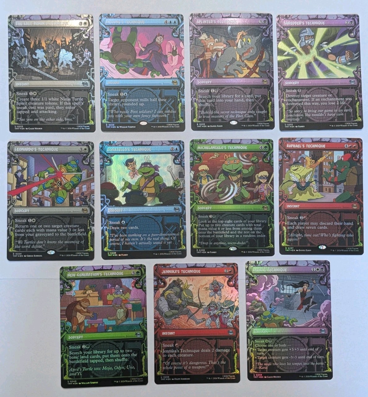 TMNT MTG Showcase Foil COMPLETE SET of 11 Technique Cards – Magic: The Gathering