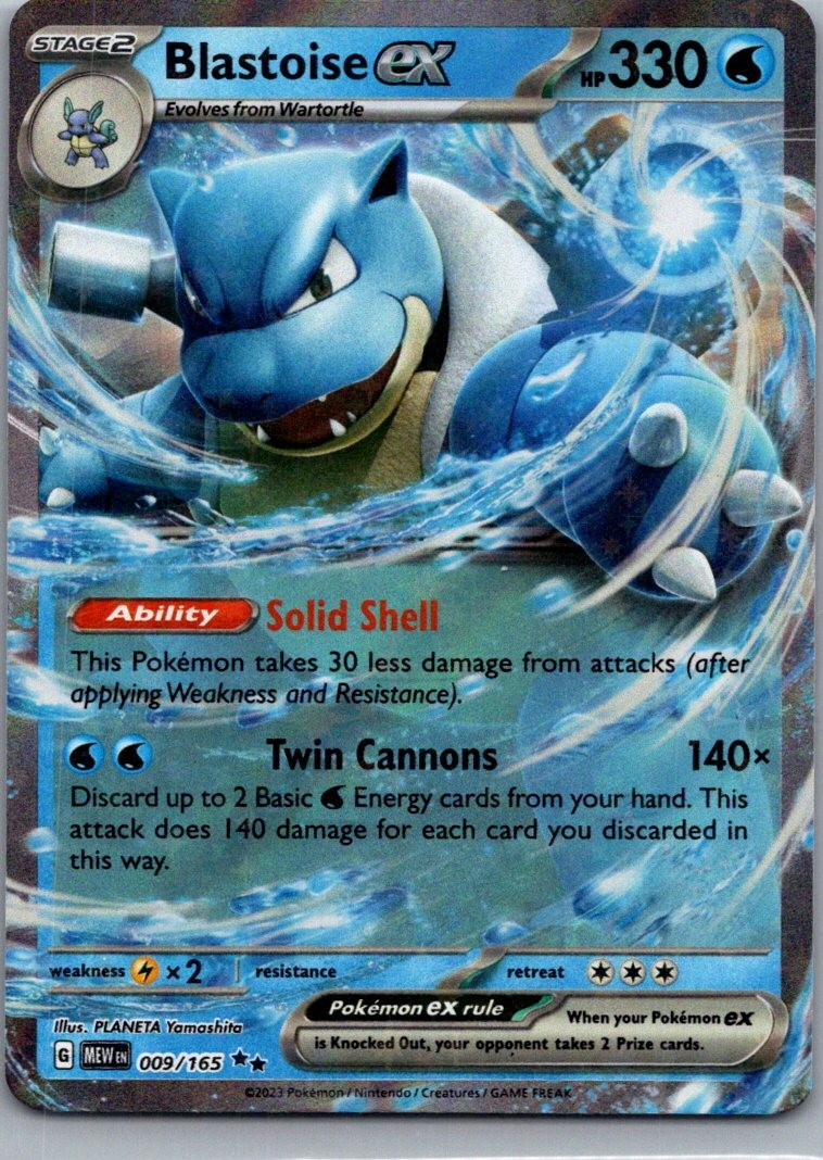 Blastoise ex 009/165 151 Pokemon TCG Holo Double Rare NM