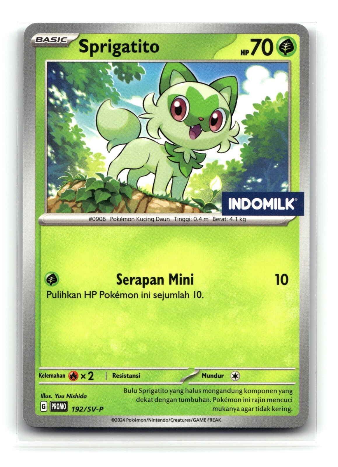 Pokemon 2024 Scarlet & Violet Indomilk Sprigatito Indonesia Promo Card 192/SV-P