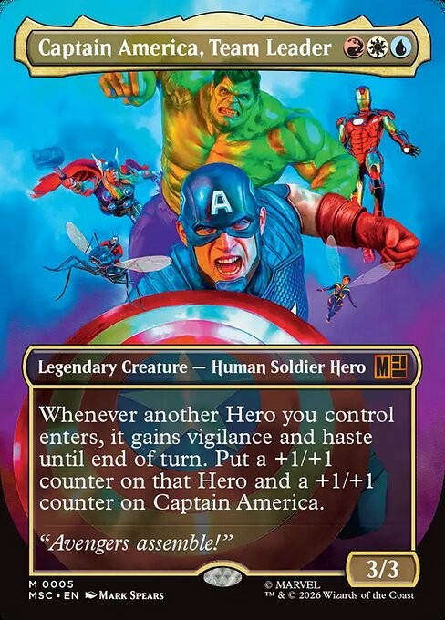 Captain America, Team Leader Marvel Super Heroes Commander Magic MTG FOIL